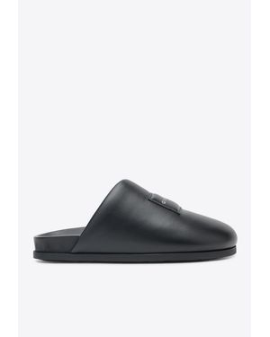 Givenchy Logo Label Leather Flat Mules - Black