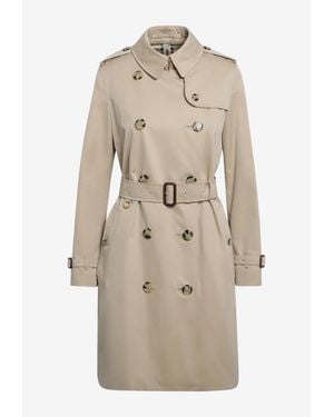 Burberry Kensington Double-Breasted Trench Coat - Natural