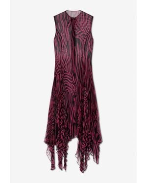 Versace Zebra Print Midi Shirt Dress - Purple