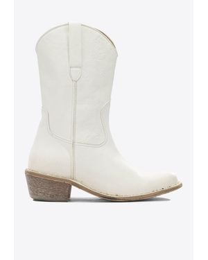 Moma Leather Ankle Boots - White