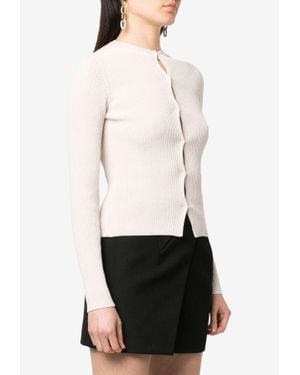 Fendi Ribbed Cardigan With Cut-Outs - White