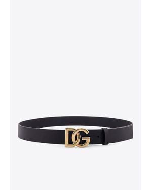 Dolce & Gabbana Logo-Plaque Leather Belt - White