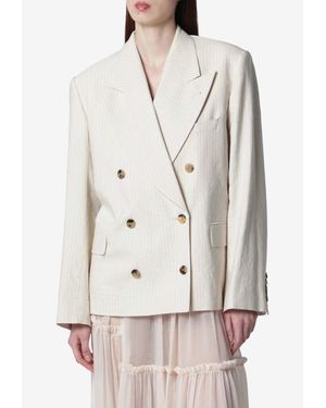 Dries Van Noten Double-Breasted Buttoned Blazer - Natural