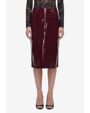 Self-Portrait Faux-Leather Pencil Skirt - Red