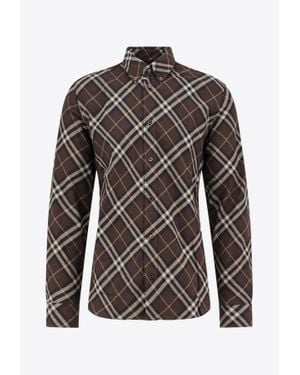 Burberry Long-Sleeved Check Shirt - Black