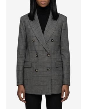 SUTTON NEW YORK Prince Of Wales Double-Breasted Blazer - Gray