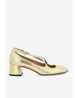 A.Bocca Two For Love 45 Metallic Leather Pumps - Natural