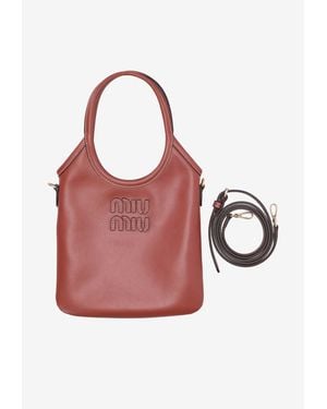 Miu Miu Ivy Leather Tote Bag - Red