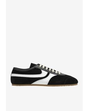Dries Van Noten Contrast Panel Suede Sneakers - Black