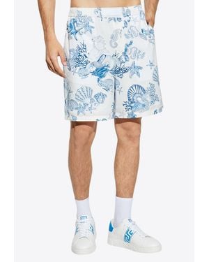 Versace Coral Theater Bermuda Shorts - Blue