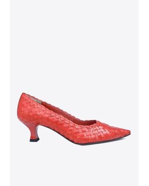 LA ROSE Carol 50 Woven Pumps - Red