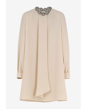 Valentino Embellished Cady Couture Mini Dress - Natural