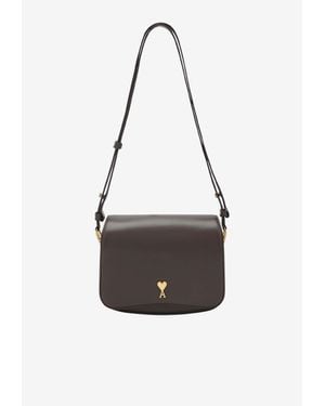 Ami Paris Paris Paris Leather Crossbody Bag - White