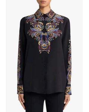 Etro Paisley Print Buttoned Shirt - Black