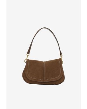 Gianni Chiarini Medium Helena Round Suede Shoulder Bag - White