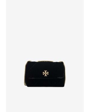 Tory Burch Small Kira Diamond Quilt Velvet Shoulder Bag - Black