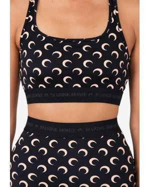 Marine Serre Moon Print Cropped Top - Black