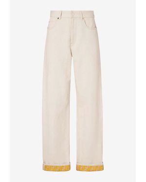 Fendi High-Waisted Straight-Leg Denim - White