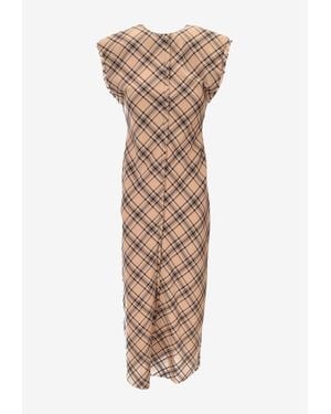 Ami Paris Checked Midi Dress - Natural