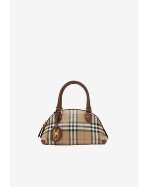 Burberry Mini Primrose Archive Check Shoulder Bag - Natural