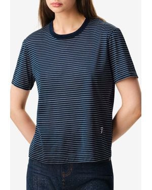 Ami Paris Ami De Coeur Striped T-Shirt - Blue