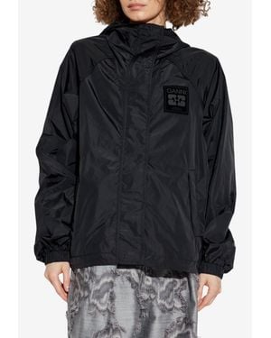 Ganni Hooded Bomber Jacket - Black