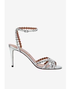 Aquazzura Tequila 85 Crystal Embellished Sandals - White