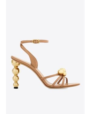 Ferragamo Karina 95 Spherical Heel Leather Sandals - White