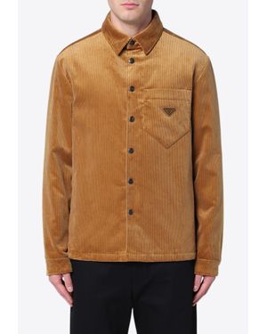 Prada Corduroy Shirt in Black for Men | Lyst