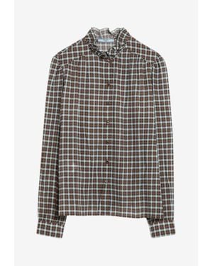 Prada Check-Patterned Buttoned Shirt - Grey