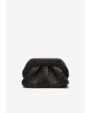 THEMOIRÈ Bios Ruched Vegan Leather Clutch Bag - Black