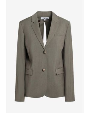Loewe Single-Breasted Tailored Wool Blazer - Green