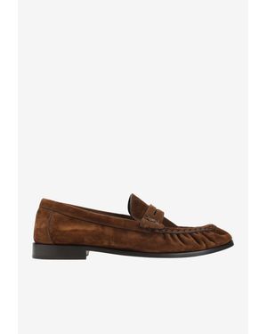 Saint Laurent Le Loafer 15 Suede Loafers - Brown