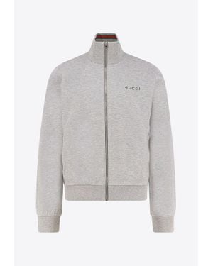 Gucci Signature Web Zip-Up Sweatshirt - Grey