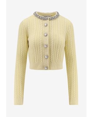 Self-Portrait Embellished Cropped Cardigan - Natural
