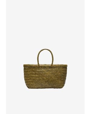 Dragon Diffusion Small Triple Jump Woven Leather Tote Bag - Green
