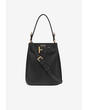 Tom Ford Audrey Mini Grain Leather Bucket Bag - Black