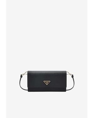 Prada Mini Saffiano Leather Clutch Bag - White