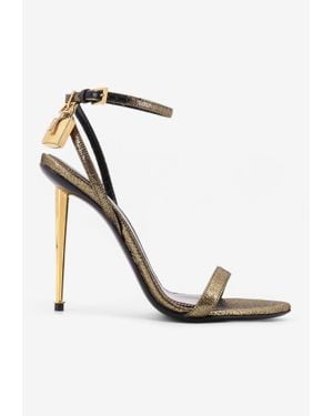 Tom Ford Padlock 105 Laminated Leather Sandals - White