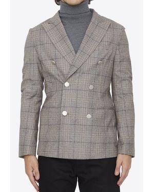 Tonello Checked Wool Blazer - Gray