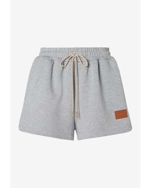 Fendi Logo Patch Drawstring Jersey Shorts - Gray