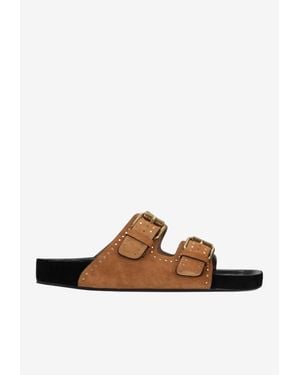 Isabel Marant Lennyo Studded Suede Sandals - Brown