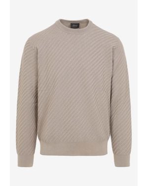 Brioni Silk And Cashmere Jacquard Sweater - Gray