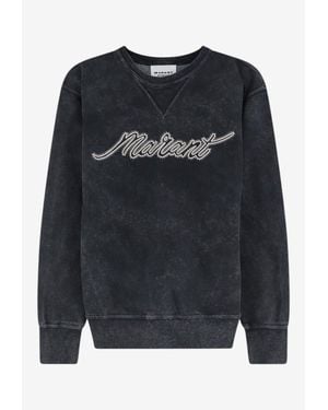 Isabel Marant Rise Embroidered Logo Faded Sweatshirt - Black