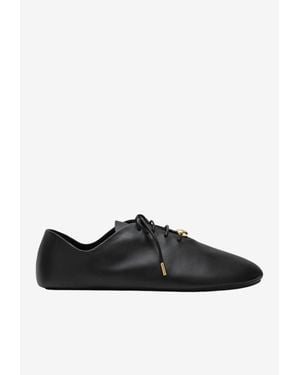 Loewe Pebble Soft Leather Lace-Up Shoes - Black