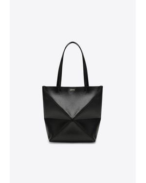 Loewe Medium Puzzle Fold Tote Bag - Black