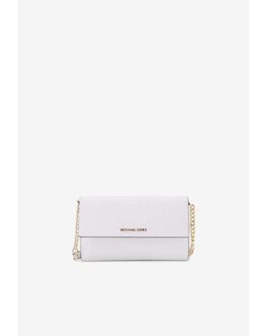 Michael Kors Medium Jet Set Leather Crossbody Bag - White