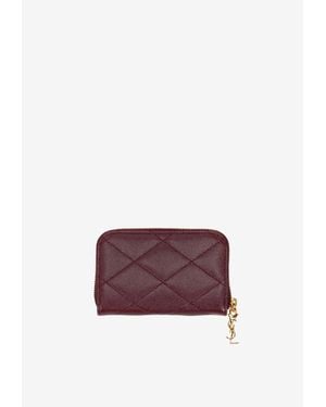 Saint Laurent Cassandre Bijou Leather Coin Wallet - Purple
