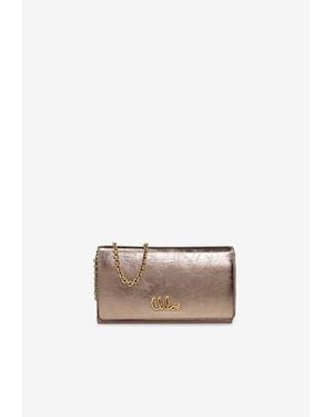 Chloé Iconic Metallic Leather Chain Clutch - White