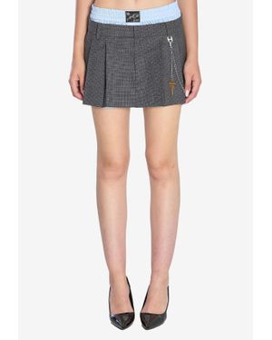 Alexander Wang Pleated Wool Blend Mini Skirt - Grey